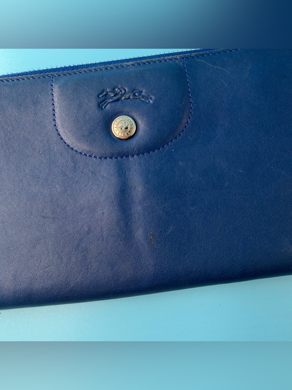 Longchamp Navy Blue Leather Zippy Wallet Large - Picture 2 of 9